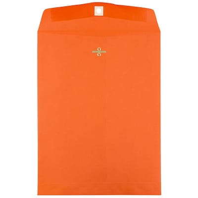 JAM Paper 10 x 13 Open End Catalog Colored Envelopes with Clasp Closure, Orange Recycled, 25/Pack (9