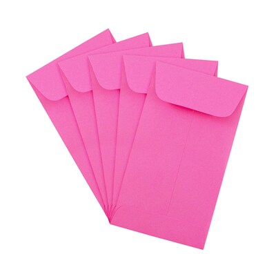 JAM Paper® #5.5 Coin Business Colored Envelopes, 3.125 x 5.5, Ultra Fuchsia Pink, 100/Pack (356730545B)