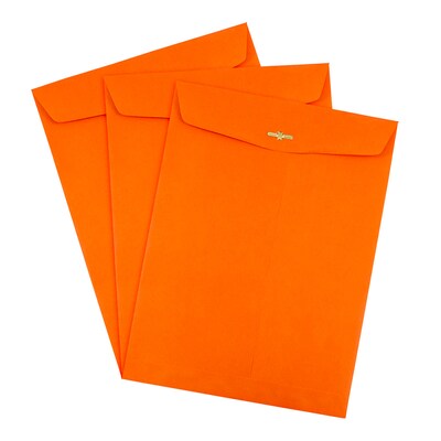 JAM Paper 10" x 13" Open End Catalog Colored Envelopes with Clasp Closure, Orange Recycled, 10/Pack (913745B)