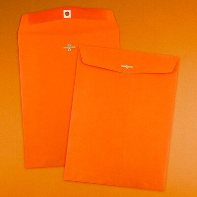 JAM Paper 10" x 13" Open End Catalog Colored Envelopes with Clasp Closure, Orange Recycled, 10/Pack (913745B)