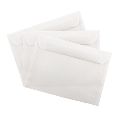 JAM Paper 7.5 x 10.5 Booklet Translucent Vellum Envelopes, Clear, 25/Pack (971830)