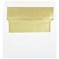 JAM Paper A7 Foil Lined Invitation Envelopes, 5.25 x 7.25, White with Gold Foil, 50/Pack (3243663I)