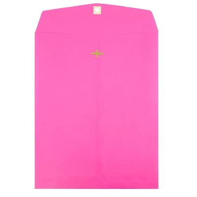 JAM Paper 10 x 13 Open End Catalog Colored Envelopes with Clasp Closure, Ultra Fuchsia Pink, 10/Pa