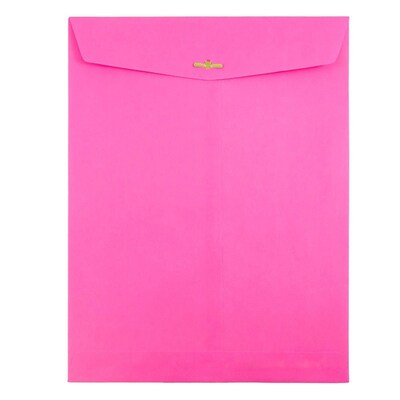 JAM Paper 10 x 13 Open End Catalog Colored Envelopes with Clasp Closure, Ultra Fuchsia Pink, 10/Pa