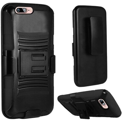 Insten Hard Dual-Layer Holster Case with Kickstand & Belt Clip for iPhone 7/ 8, Black