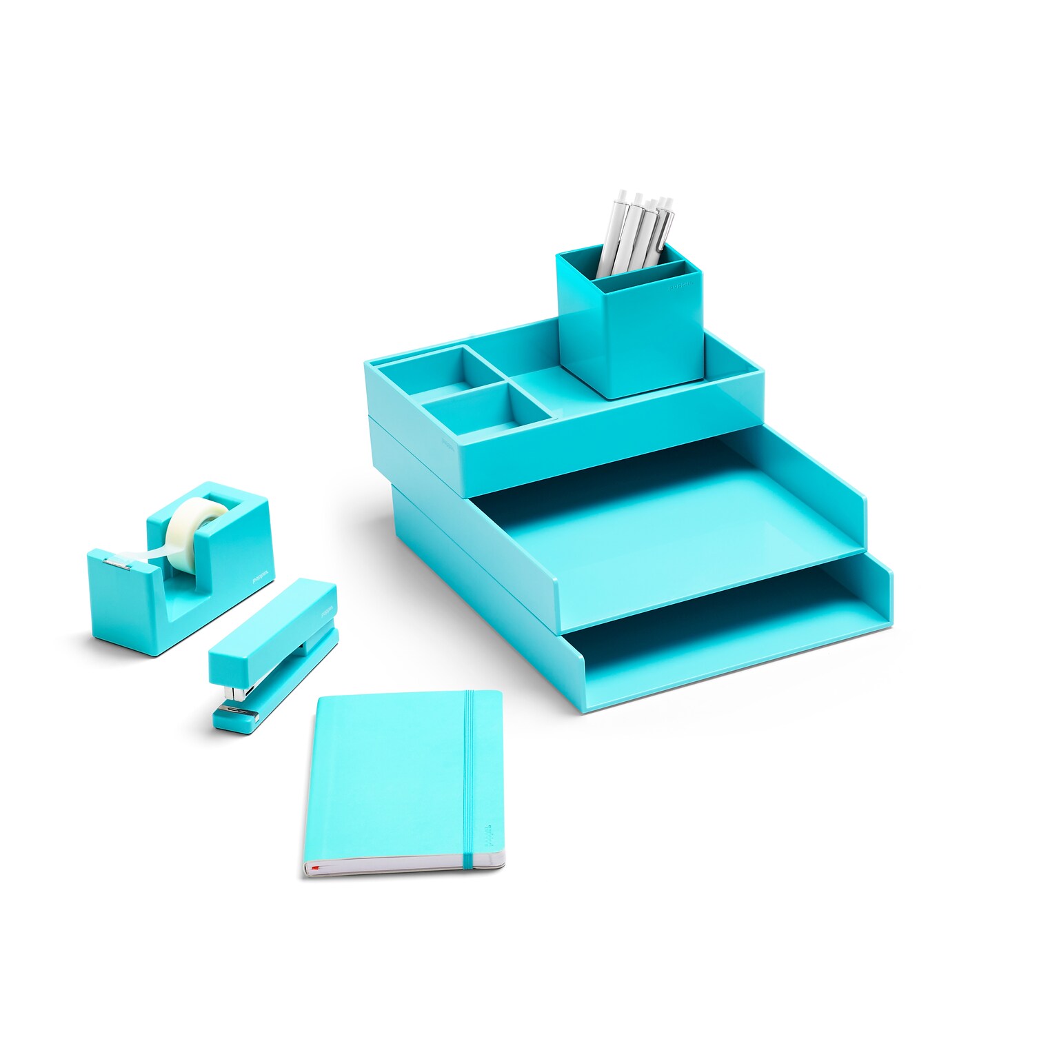 Poppin Dream Plastic Desktop Set, Aqua (101599)