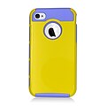 Insten Dual Layer Hybrid TPU Rubber Candy Skin Case Cover for Apple iPhone 4 / 4S - Yellow/Purple