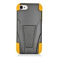 Insten Hard Dual Layer Plastic Silicone Case with stand for iPhone 5S 5 - Black/Yellow