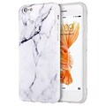 Insten Marble Imd Soft TPU Ultra Thin Skin Rubber Gel Case For Apple iPhone 6s Plus / 6 Plus - White/Black