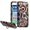 Insten Phoenix Flower Hard Dual Layer Rubber Coated Cover Case w/Ring stand For Apple iPhone 6 / 6s - Rose Gold/Black