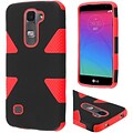 Insten Dynamic Hard Hybrid Rugged Shockproof Rubber Coated Silicone Case For LG Spirit 4G LTE - Black/Red