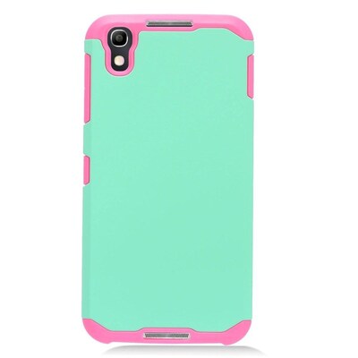 Insten Rubberized Dual Layer Hybrid PC/TPU Protective Case Cover For Alcatel Idol 4 One Touch Idol 4 - Mint Blue/Pink