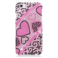 Insten Hearts Hard Rhinestone Case For Apple iPhone 6 / 6s - Hot Pink/Black