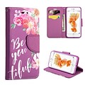 Insten BE-YOU-TIFUL Folio Leather Fabric Cover Case w/stand/card slot For Apple iPhone 7 Plus/ 8 Plus, Purple/Pink