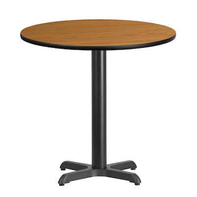 Flash Furniture 30"L Round Table with 22''W Table Height Base, Natural Laminate (XURD30NTT2222)