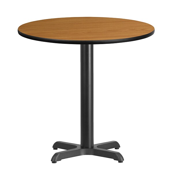 Flash Furniture 30L Round Table with 22W Table Height Base, Natural Laminate (XURD30NTT2222)