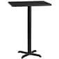 Flash Furniture 24''x30'' Laminate Rectangular Table Top, Black w/22''x22'' Bar Height Table Base (XUBK2430T2222B)