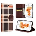 Insten Book-Style Leather Fabric Case w/stand/card holder For Apple iPhone 7 Plus - Brown/Orange