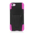Insten Hard Dual Layer Plastic Silicone Case with stand for iPhone 5C - Black/Hot Pink