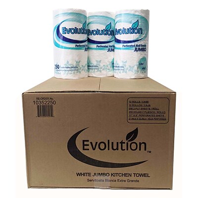 Evolution Paper Towels, 2-ply, 250 Sheets/Roll, 12 Rolls/Pack (PRO00495)