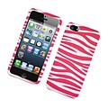 Insten Zebra Hard Rubber Cover Case For Apple iPhone 5 / 5S - Hot Pink/White