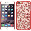 Insten Flower Leaf Hard Rubberized Cover Case for Apple iPhone 6s Plus / 6 Plus - Red/White