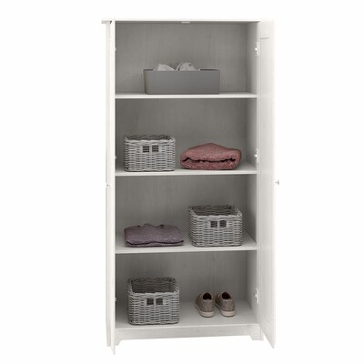 Bush Furniture Cabot 61.14" Storage Cabinet with 4 Shelves, Linen White Oak (WC31197-03)