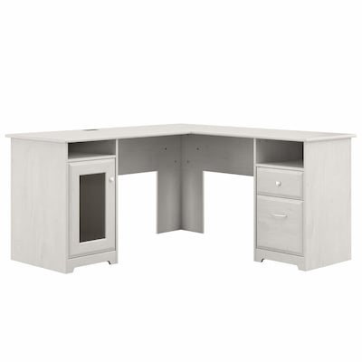 Bush Furniture Cabot 60W L-Shaped Desk, Linen White Oak (WC31130K)