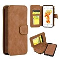 Insten Book-Style Leather Fabric Case Zipper wallet w/stand/card slot/Photo Display For Apple iPhone 7 Plus/ 8 Plus, Brown