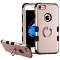 Insten Hard Dual Layer Silicone Cover Case w/Ring stand For Apple iPhone 7 - Rose Gold/Black