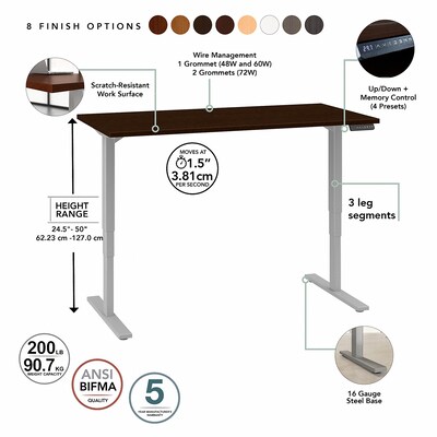 Bush Business Furniture Move 80 Series 60"W Electric Height Adjustable Standing Desk, White (HAT6030WHK)