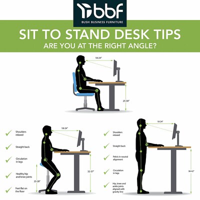 Bush Business Furniture Move 80 Series 60"W Electric Height Adjustable Standing Desk, White (HAT6030WHK)