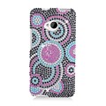 Insten Circles Hard Diamante Cover Case For HTC One M7 - Black/Pink