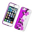 Insten Vine Flower Hard Rubber Coated Case for iPhone 5S 5 - Hot Pink/Silver
