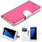 Insten Liner MyJacket Leather Flip Wallet Credit Card Cover Stand Case For Samsung Galaxy S8 Plus - Hot Pink/White