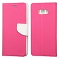 Insten Liner MyJacket Leather Flip Wallet Credit Card Cover Stand Case For Samsung Galaxy S8 Plus - Hot Pink/White