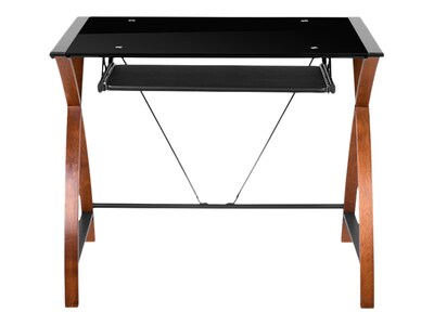Flash Furniture 36 Glass Computer Desk, Black/Brown (NANJN2824SBK)
