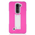 Insten Symbiosis Gel Dual Layer Rubber Hard Case with stand For LG Volt 2 - Hot Pink/White
