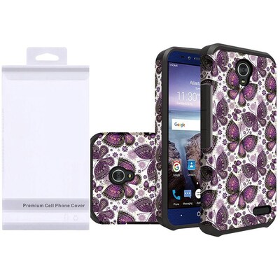 Insten Butterfly Flower Polka Dots Slim Dual Layer Hybrid Hard Silicone Cover Protective Case For ZTE Grand X 4
