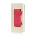 Insten Wallet Pouch Bow Design Flip Leather Case Cover For Apple iPhone 5 / 5S - White/Hot Pink