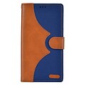 Insten Denim Flip Leather Wallet Pouch Stand Case Cover for Apple iPhone 7/ 8, Brown/Dark blue