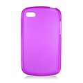 Insten Transparent Frosted TPU Rubber Candy Skin Case Back Cover For BlackBerry Q10 - Purple