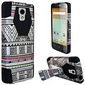 Insten Antique Aztec Tribal Hard Hybrid Plastic Silicone Case with Stand For Alcatel One Touch Elevate - Black/White
