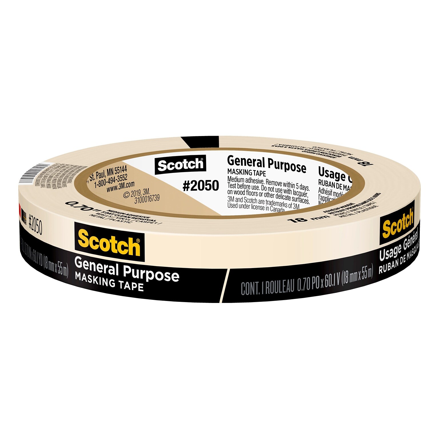 Scotch General Purpose Masking Tape, 0.70 x 60.1 yds. (2050-18AP)