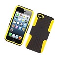 Insten TPU Rubber Hard PC Candy Skin Mesh Case Cover For Apple iPhone 5 / 5S - Yellow/Black
