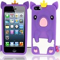 Insten Purple Pig Silicone Soft Skin Case Cover For Apple iPhone SE 5