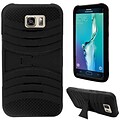 Insten Wave Symbiosis Skin Dual Layer Rubber Hard Cover Case w/stand For Samsung Galaxy S6 Edge Plus - Black