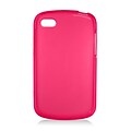 Insten Transparent Frosted TPU Rubber Candy Skin Case Back Cover For BlackBerry Q10 - Red