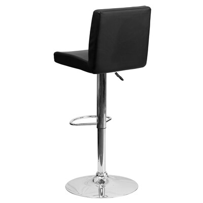 Flash Furniture Contemporary Vinyl Panel Back Barstool, Adjustable Height, Black (CH92066BK)