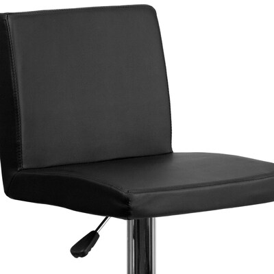 Flash Furniture Contemporary Vinyl Panel Back Barstool, Adjustable Height, Black (CH92066BK)